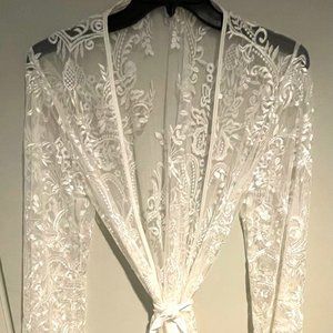 Bridal Getting Ready Outfit- BHLDN Campana Robe & Ginia Silk Slip (Both Size M)